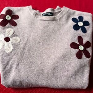 Floral Embroidered Sweater - Cream